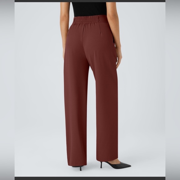 HALARA Flex Waisted Zipper Pocket Shirred Straight Leg Work Pants - Picture 3 of 6